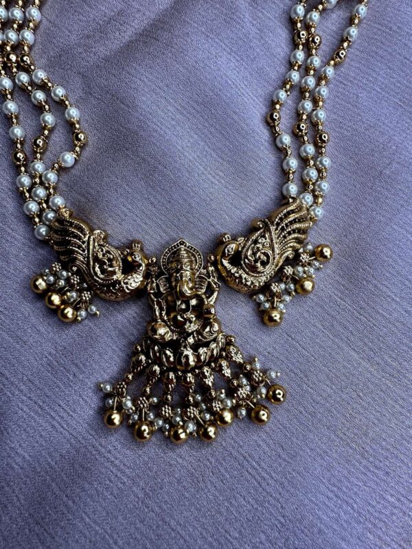 Vinayaka Beaded Necklace and Beautiful Jumkas - Image 2