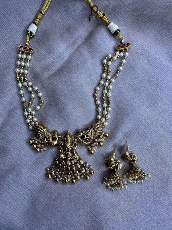 Vinayaka Beaded Necklace and Beautiful Jumkas