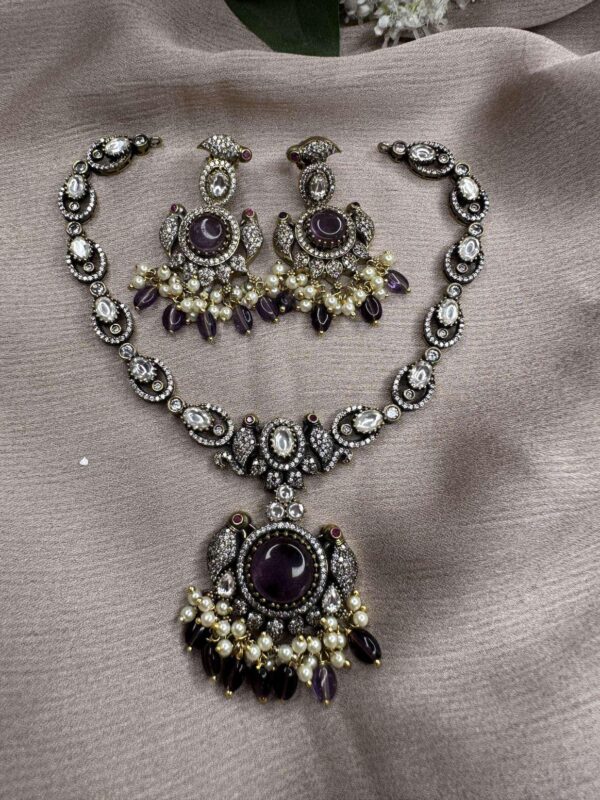 Victorian Kundan Necklace and Beautiful Earrings Set - Image 7