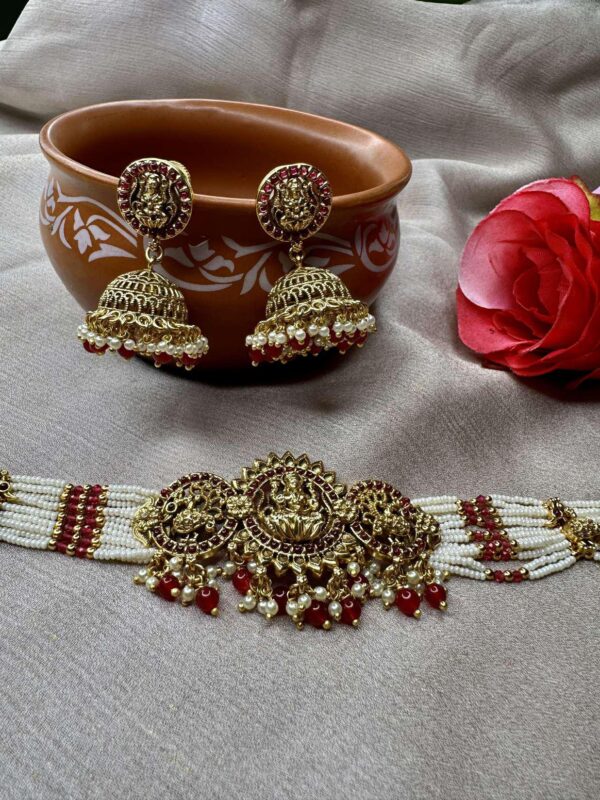 Lakshmi Chocker Set with Beautiful Jumkas - Image 3