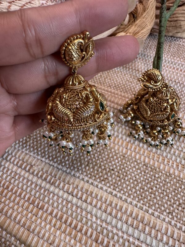 luxury peacock detailed jumka - Image 3